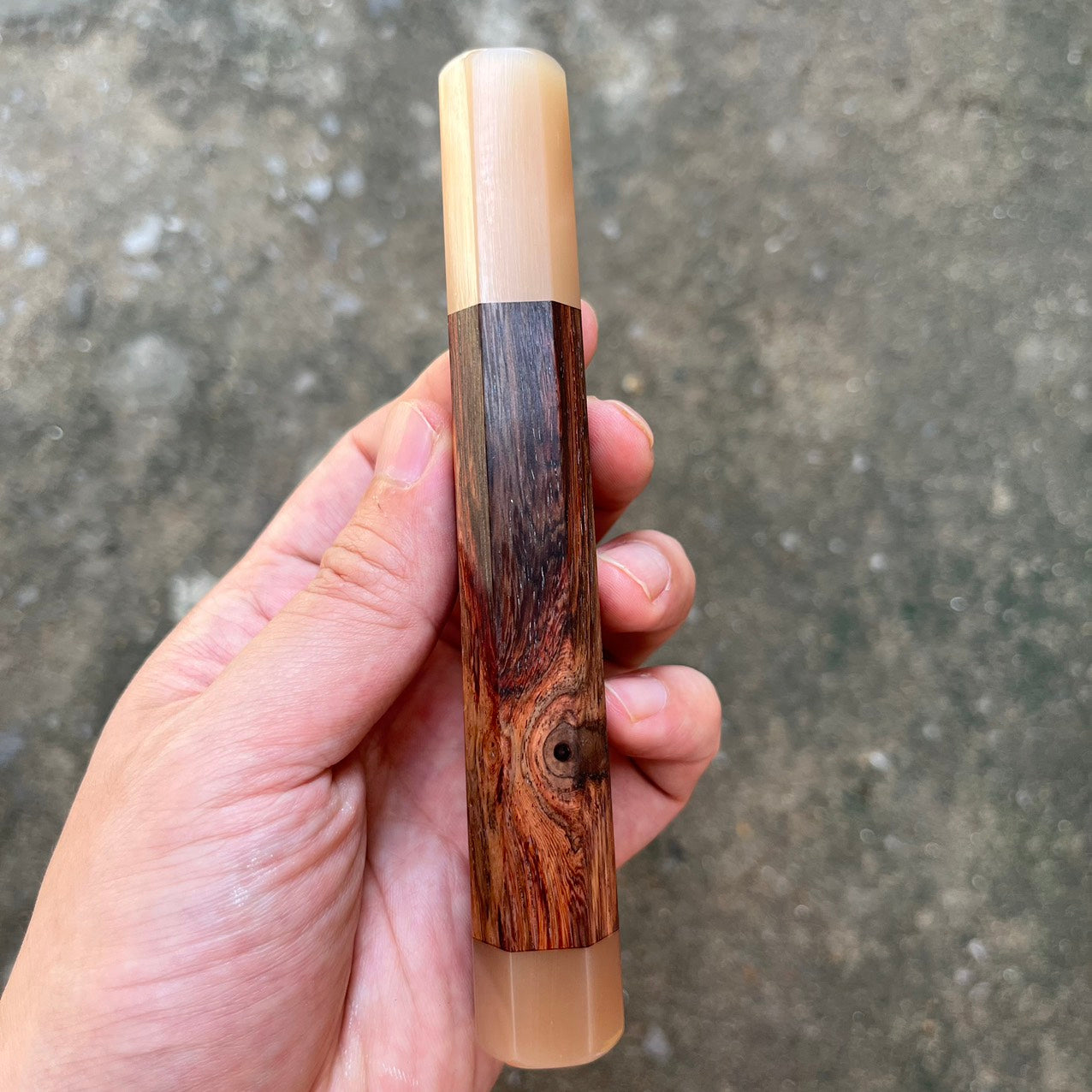 I- 11 Siamese Rosewood Wa handle with marble horn ferrule and end cap - 140mm