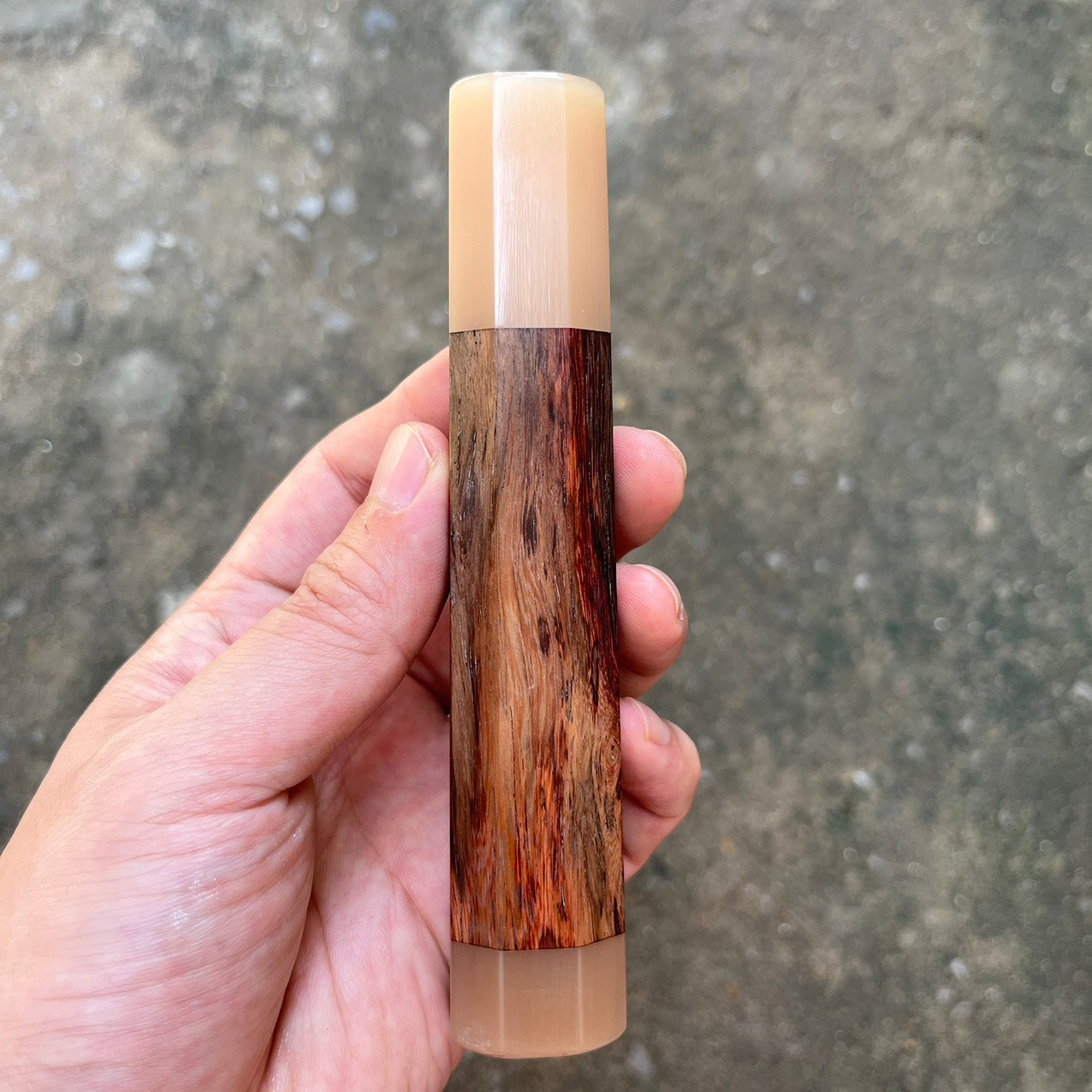 I- 11 Siamese Rosewood Wa handle with marble horn ferrule and end cap - 140mm