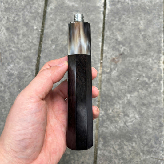 I- Octagon Portafilter handle - Black African wood, White horn ferrule, M12 Thread
