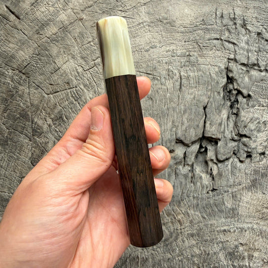 I- 5 Grained Black African wa handle , Cream Horn Ferrule - 135mm