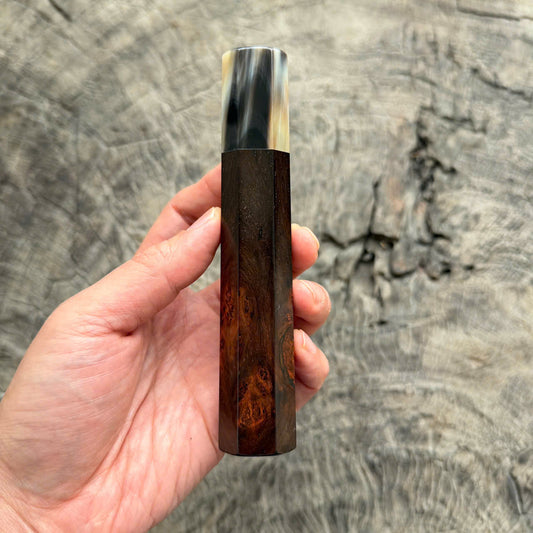 I - Super Rare Burl Siamese Rosewood handle, Cream horn ferrule, 140mm