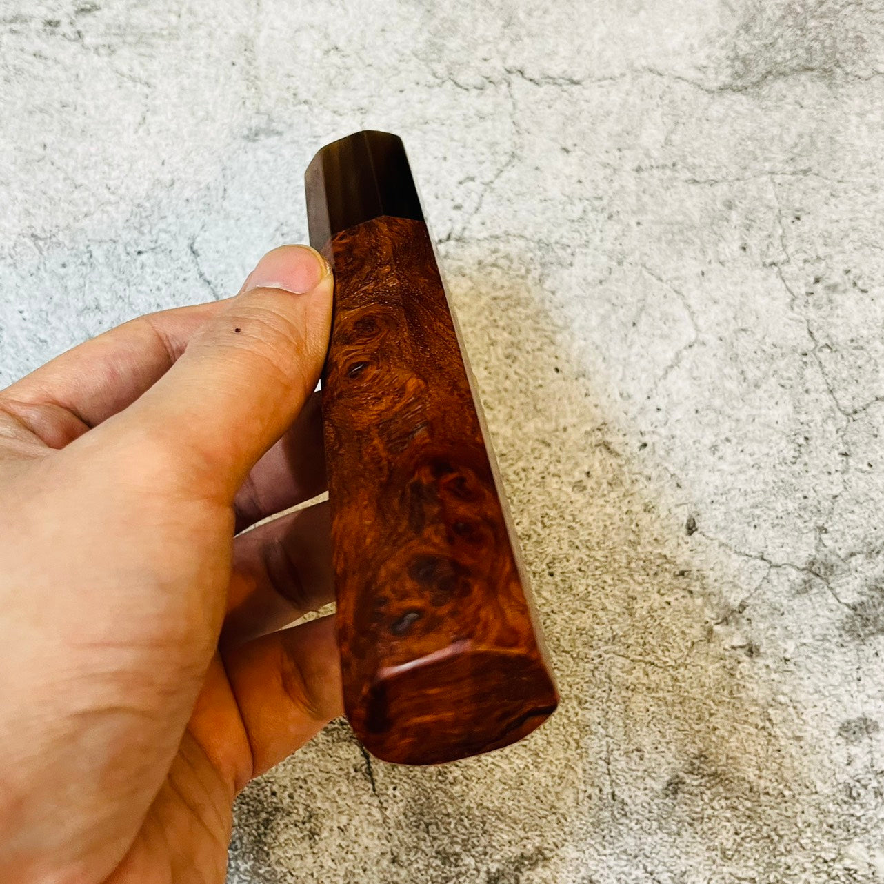 Amboyna burl wood Wa Handle with Buffalo Horn Ferrule - Endcap – boogwa ...