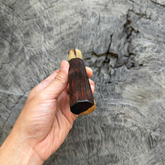 I-  Two Tone Siamese Rosewood Wa handle, Marble Horn Ferrule, 138mm handle, Slim Version (Copy)