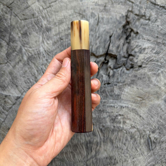I-  Two Tone Siamese Rosewood Wa handle, Marble Horn Ferrule, 138mm handle, Slim Version (Copy)