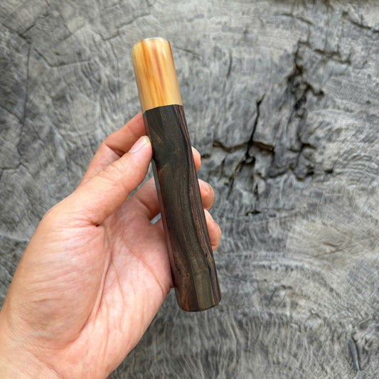 I - 3 Nice Burmese Blackwood Wa handle, Marble Horn ferrule, 145 mm handle