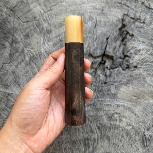 I - 3 Nice Burmese Blackwood Wa handle, Marble Horn ferrule, 145 mm handle