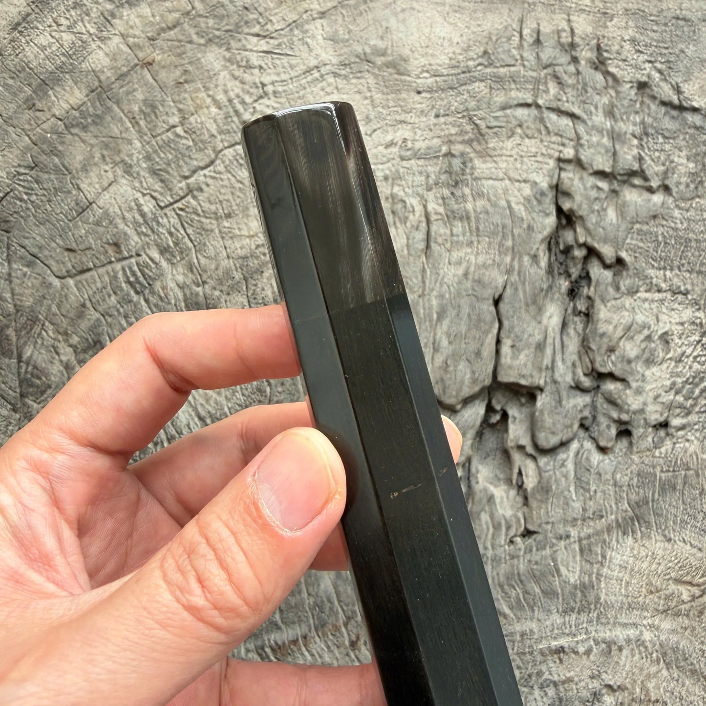 I- 5 Black Ebony Wa handle, Nice Black Horn ferrule for Yana 240-270-300, 145mm handle (Copy)