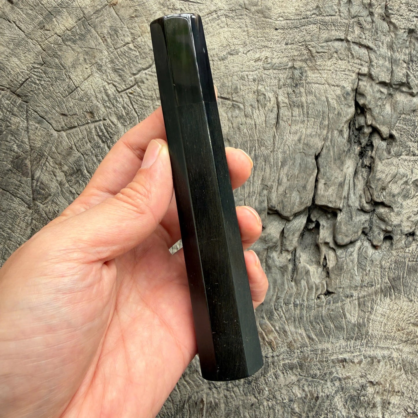 I- 5 Black Ebony Wa handle, Nice Black Horn ferrule for Yana 240-270-300, 145mm handle (Copy)