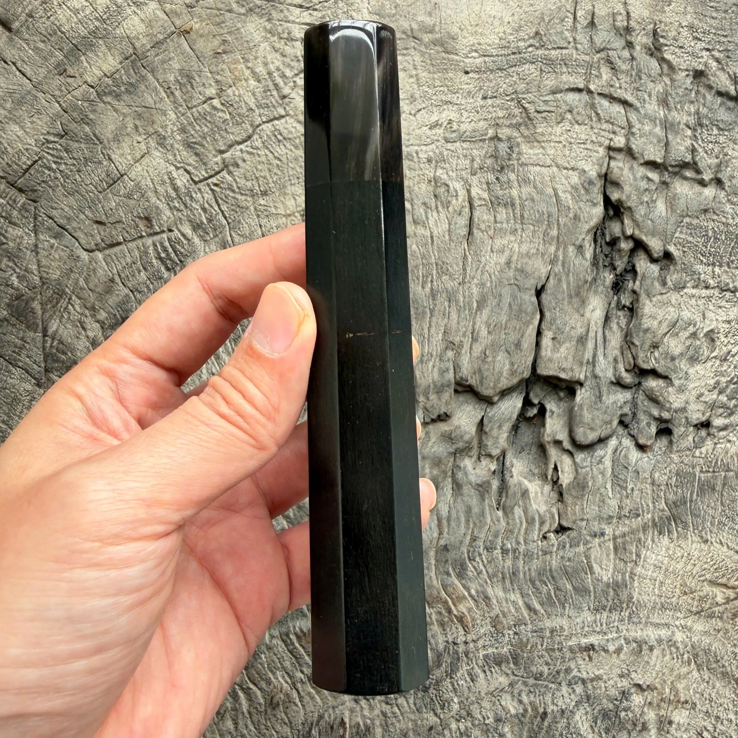 I- 5 Black Ebony Wa handle, Nice Black Horn ferrule for Yana 240-270-300, 145mm handle (Copy)