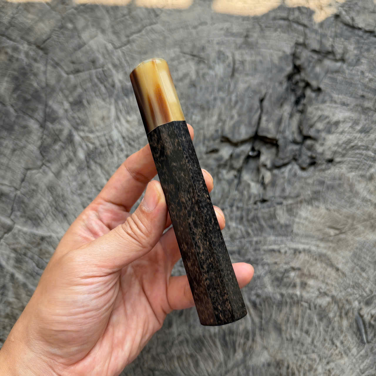 I - Speical Ebony ebony Wa handle, Marble horn ferrule, 140mm handle