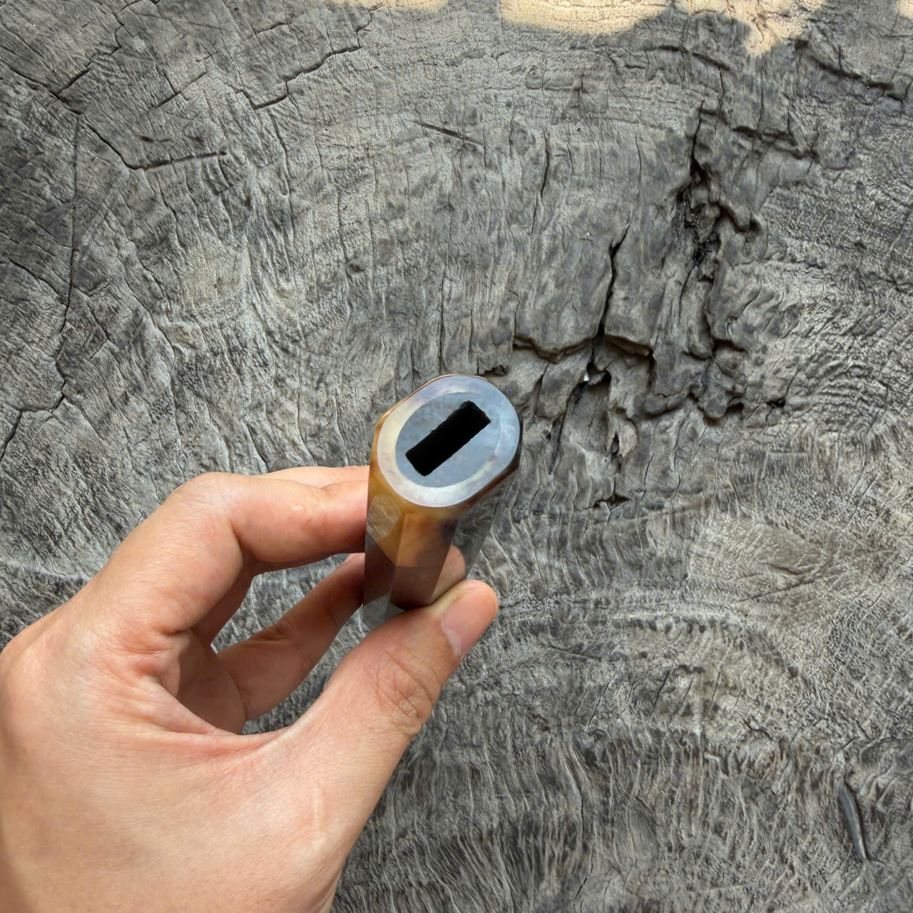 I -  12 Madagascar ebony Wa handle,Marble horn ferrule, 140mm handle