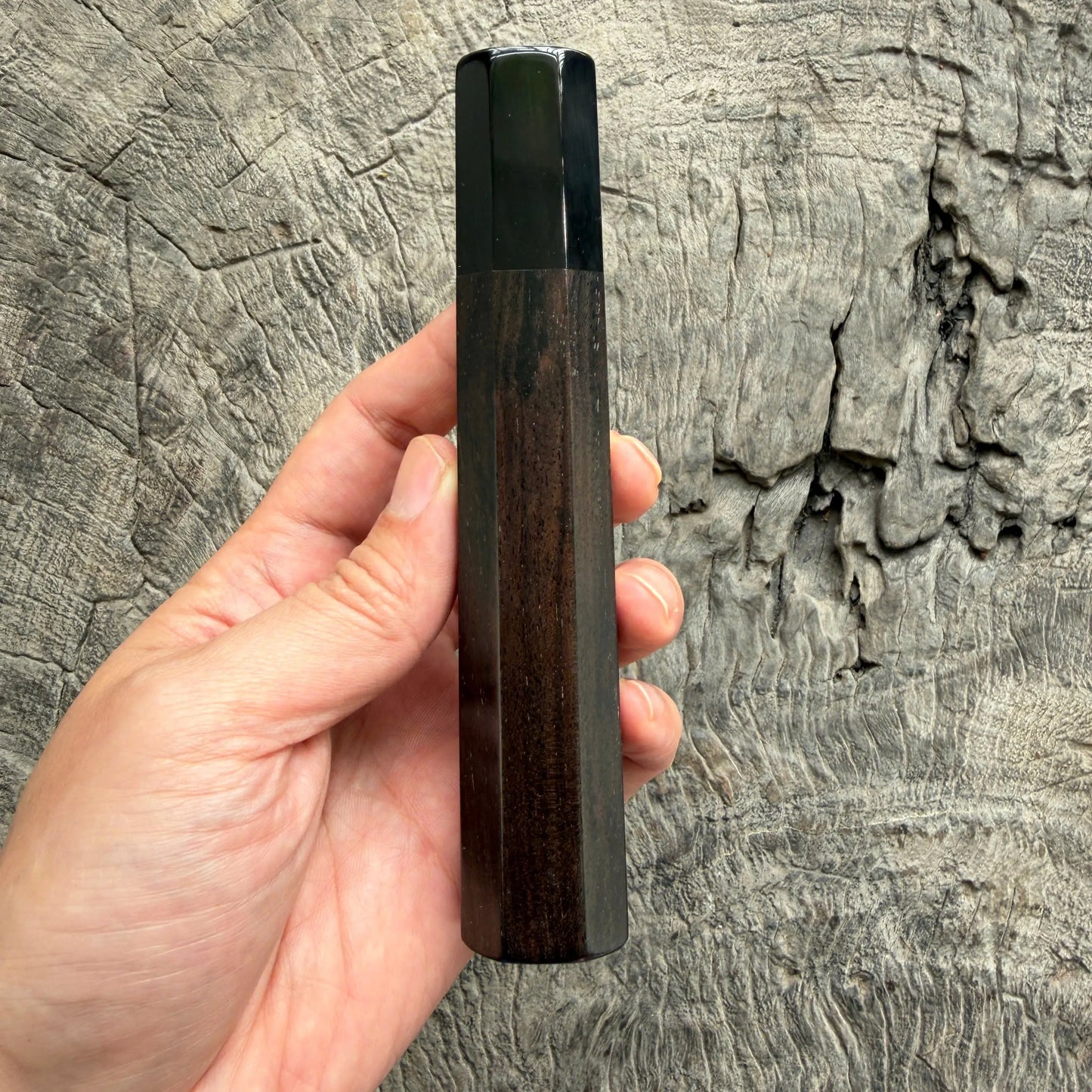 I - 5 Black African Wood Wa handle, Black Horn Ferrule- 145 mm