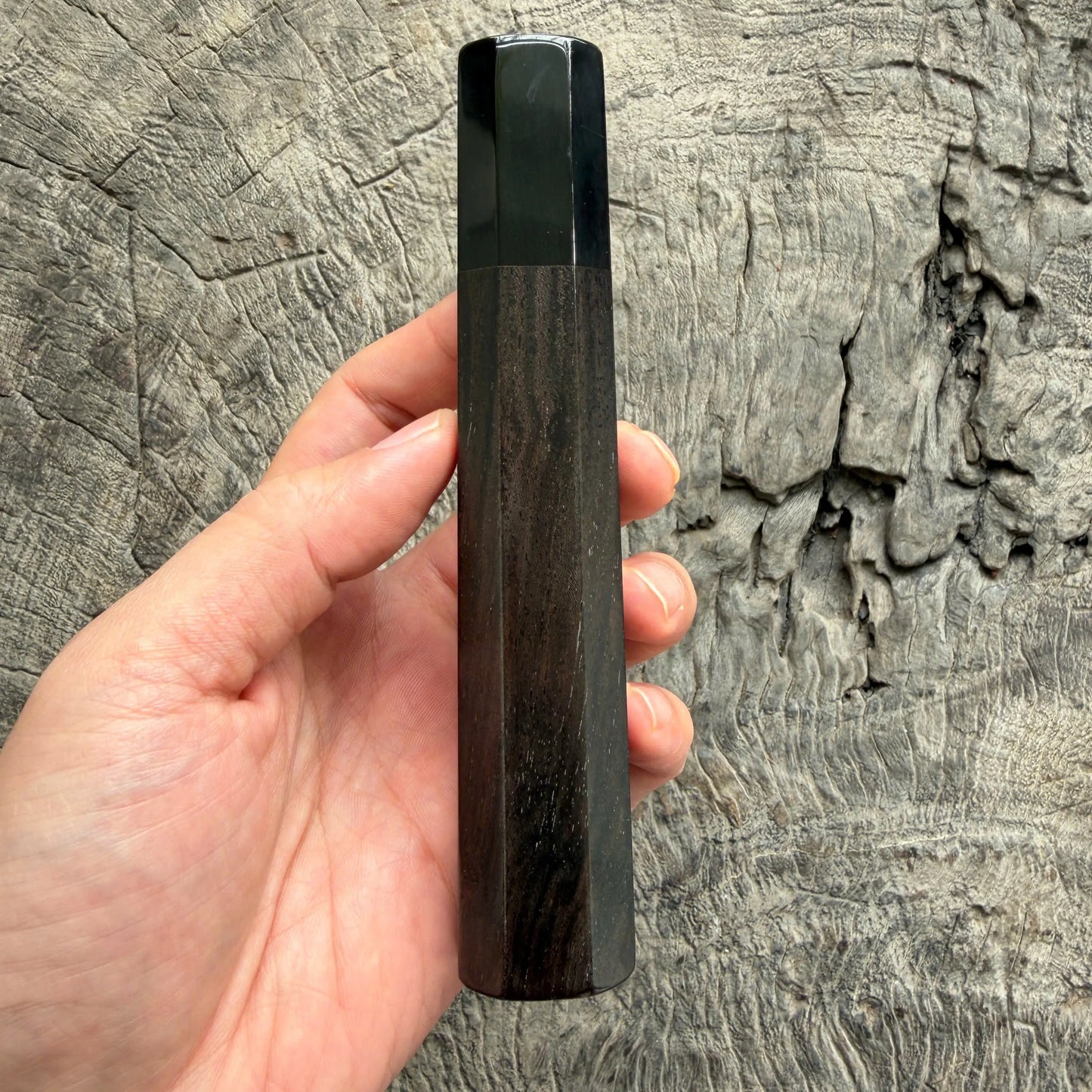 I - 5 Black African Wood Wa handle, Black Horn Ferrule- 145 mm