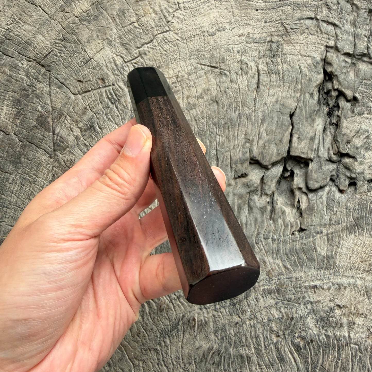 I - 5 Black African Wood Wa handle, Black Horn Ferrule- 145 mm