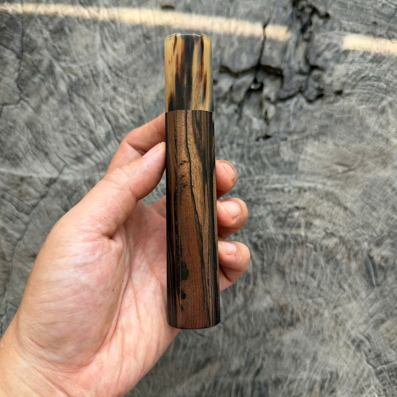I -  12 Madagascar ebony Wa handle,Marble horn ferrule, 140mm handle