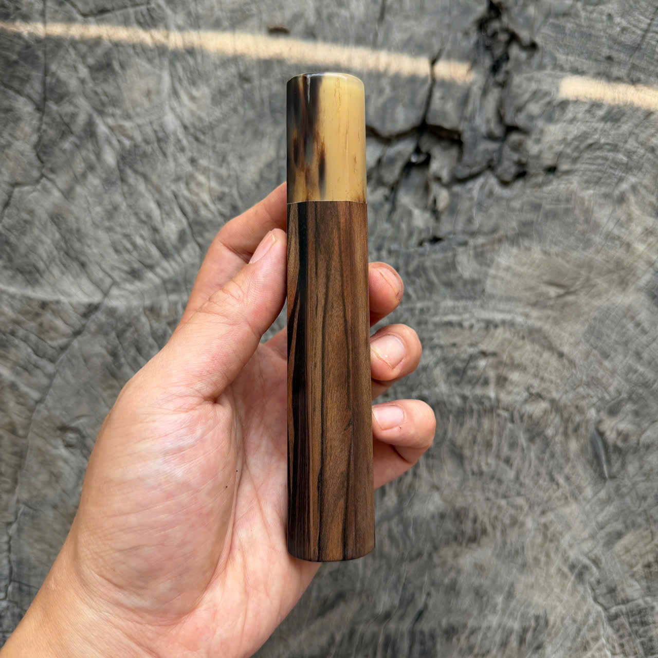 I -  12 Madagascar ebony Wa handle,Marble horn ferrule, 140mm handle