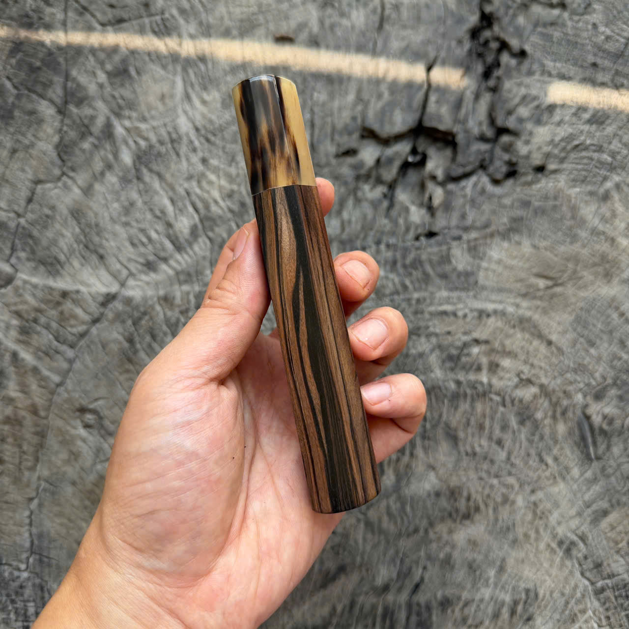 I -  12 Madagascar ebony Wa handle,Marble horn ferrule, 140mm handle