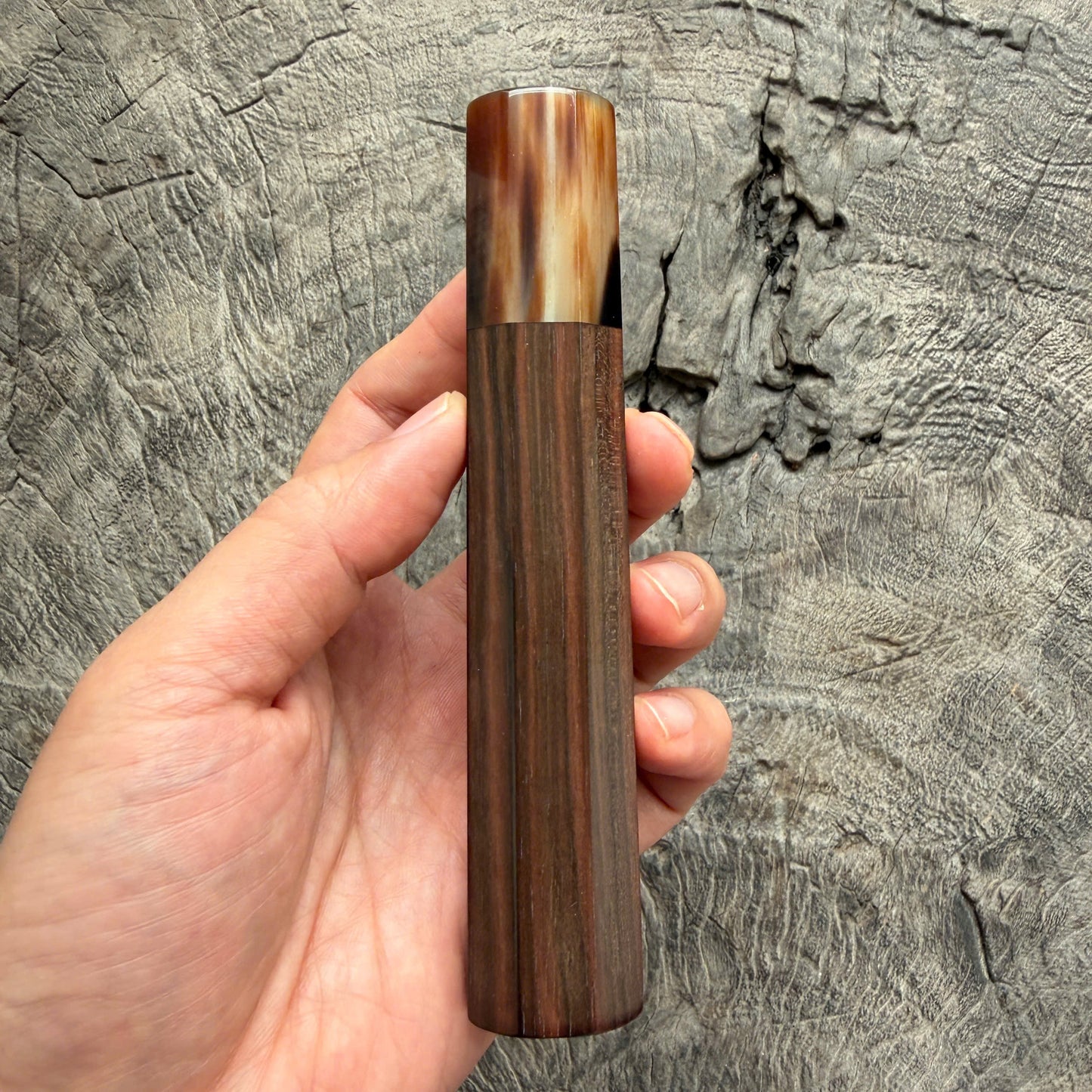 I - 2 Macassar ebony handle, Marble horn ferrule, Slim Shape -  140 mm