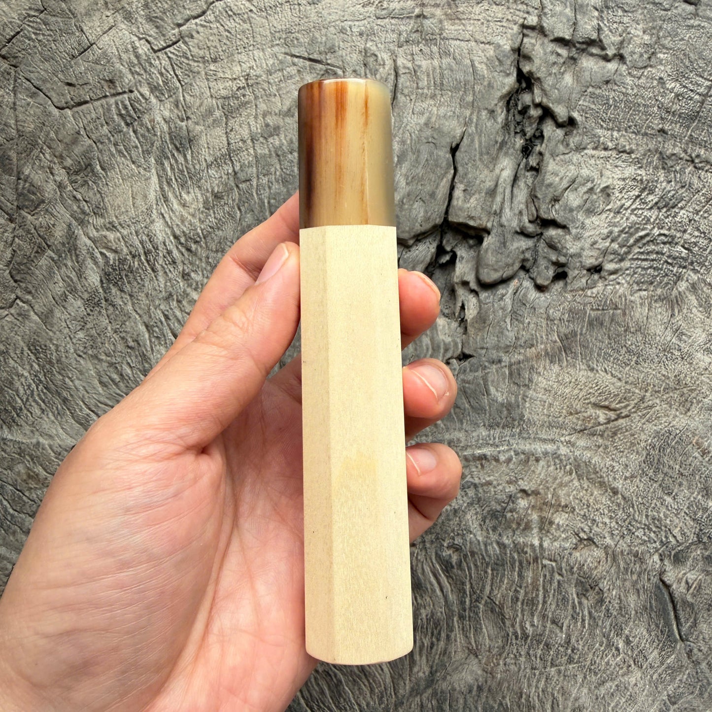 I - 2 White Maple Wa handle, Marble horn ferrule, Slim Shape -  140 mm