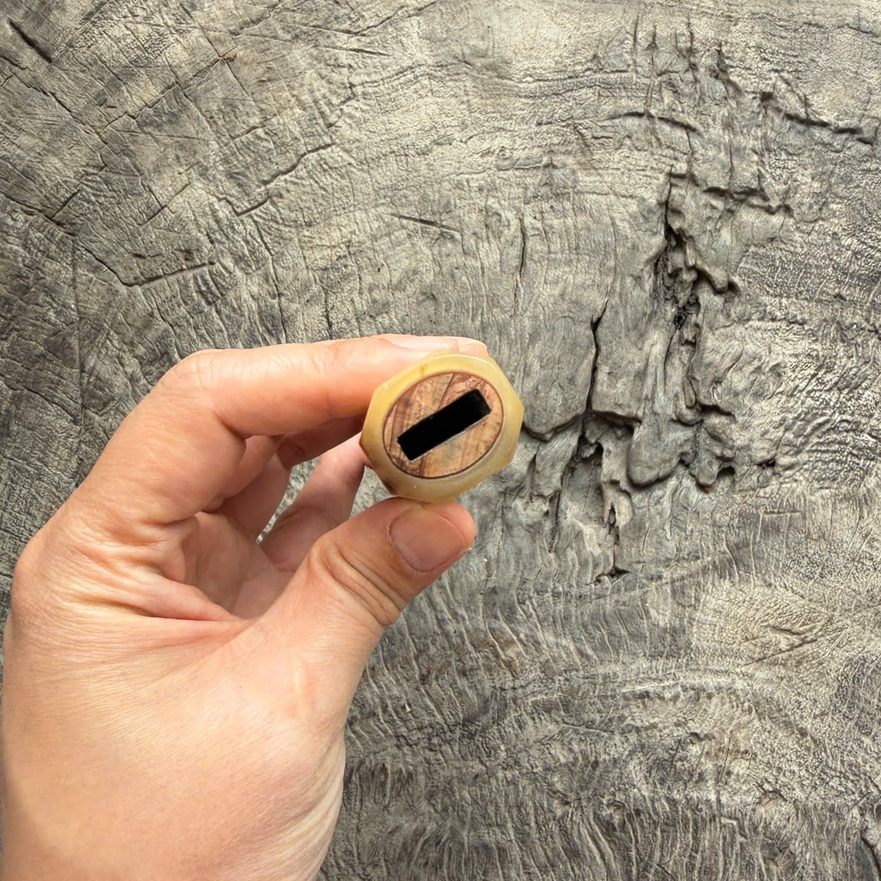 I - 11  Japanese Tamamoku Cedar Wa handle,  White horn Ferrule End cap - 145 mm