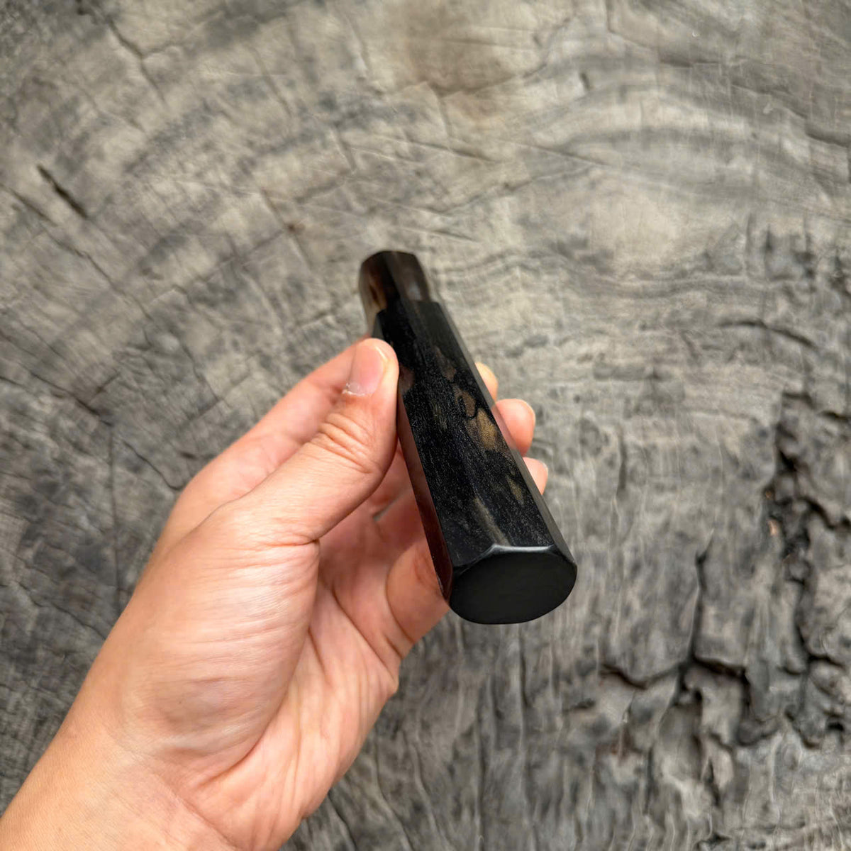 I - 5 Nice Ebony Wa handle, Marble horn ferrule, 140mm