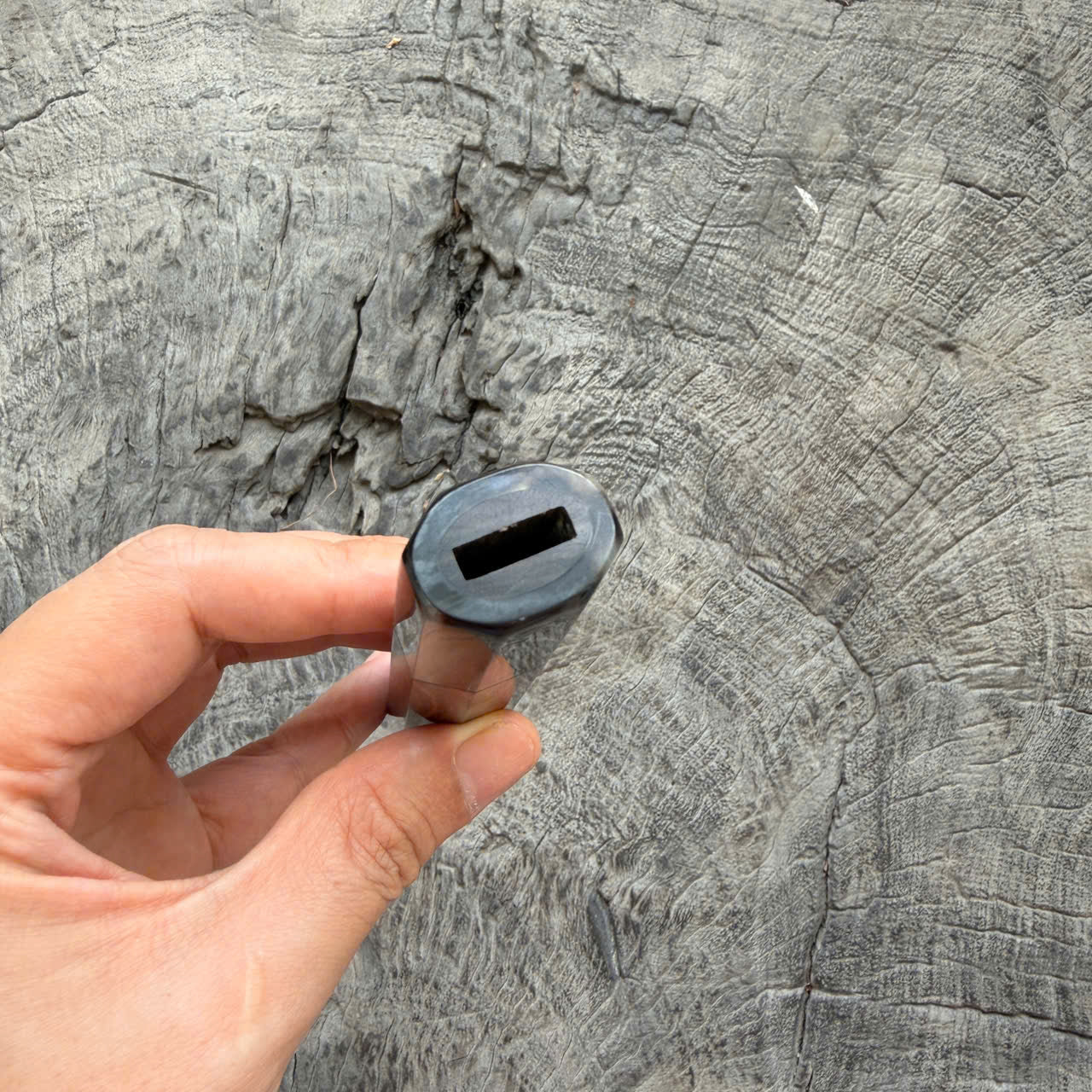 I - Grained Macassar ebony handle, Black White horn ferrule, Slim Shape -  140 mm