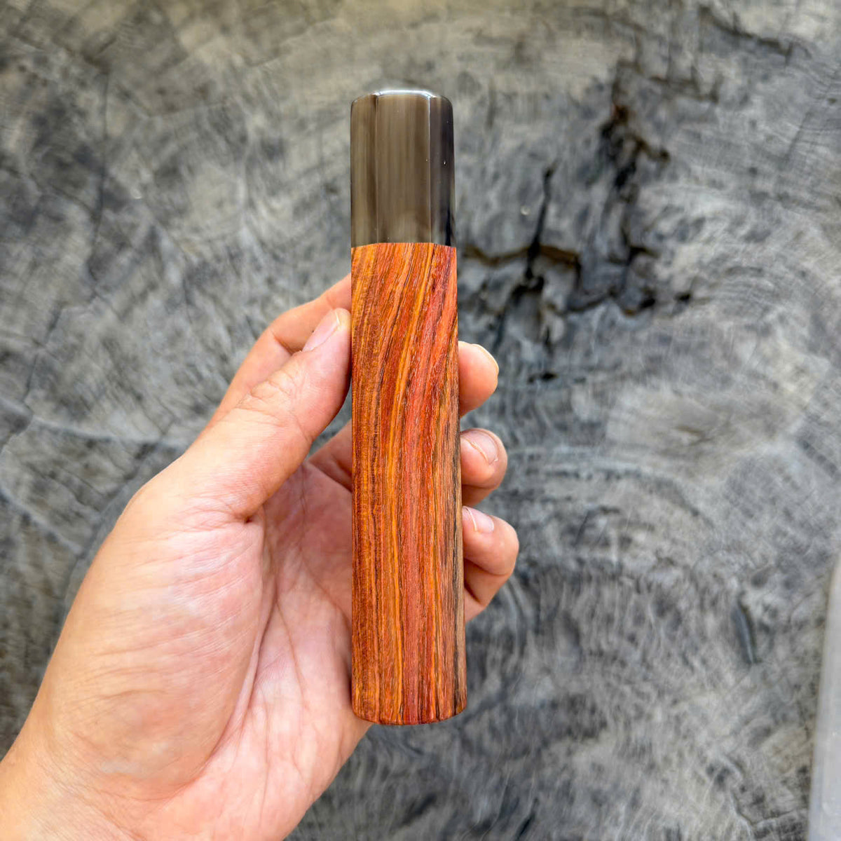 I - Old Nice Huanghuali wood Wa handle, Cool Black White Horn, 145 mm handle