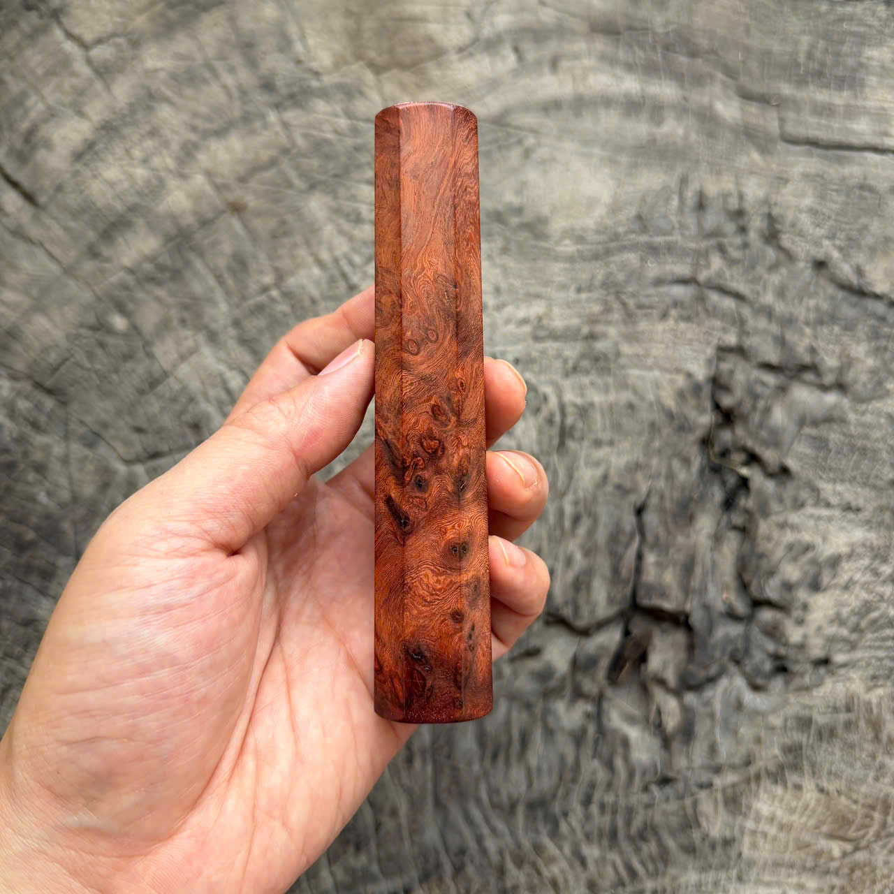 I - 5 Red Amboyna Burl Wa handle, Mono- 130mm