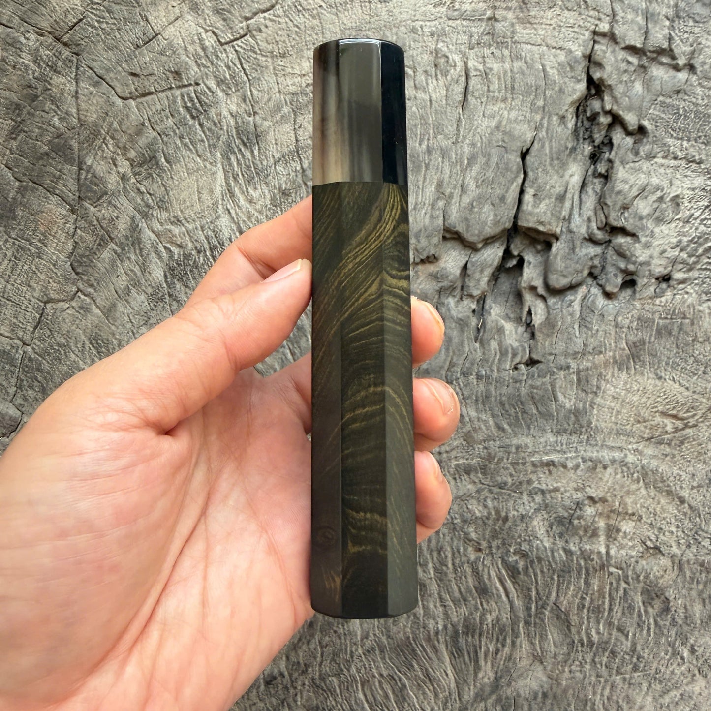 I - 2 Ebony Grained Wa handle, Marble horn, Slim Shape -  140 mm