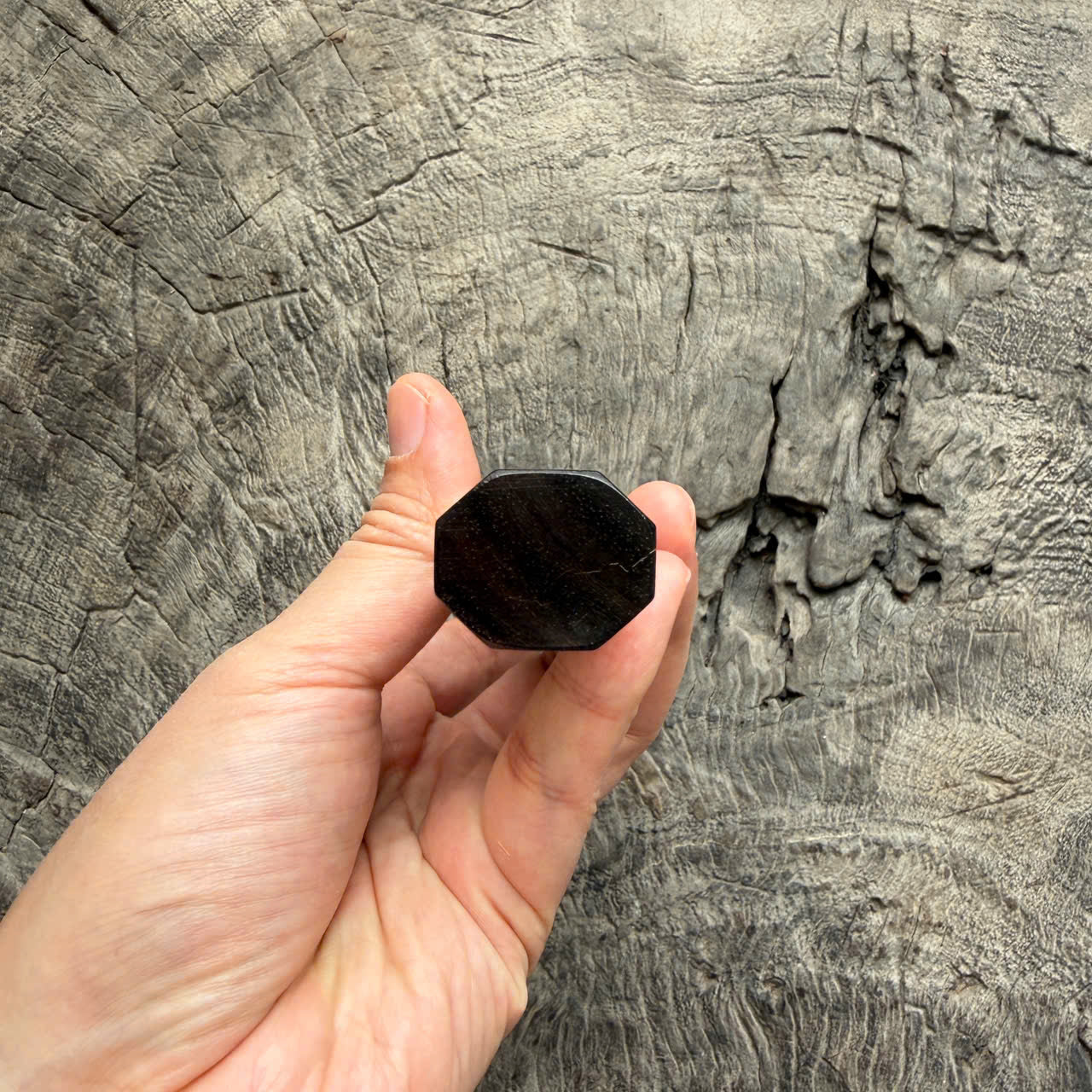 I - 22 Rare Curly Siamese Rosewood Wa handle, Marble Horn ferrule - 145 mm