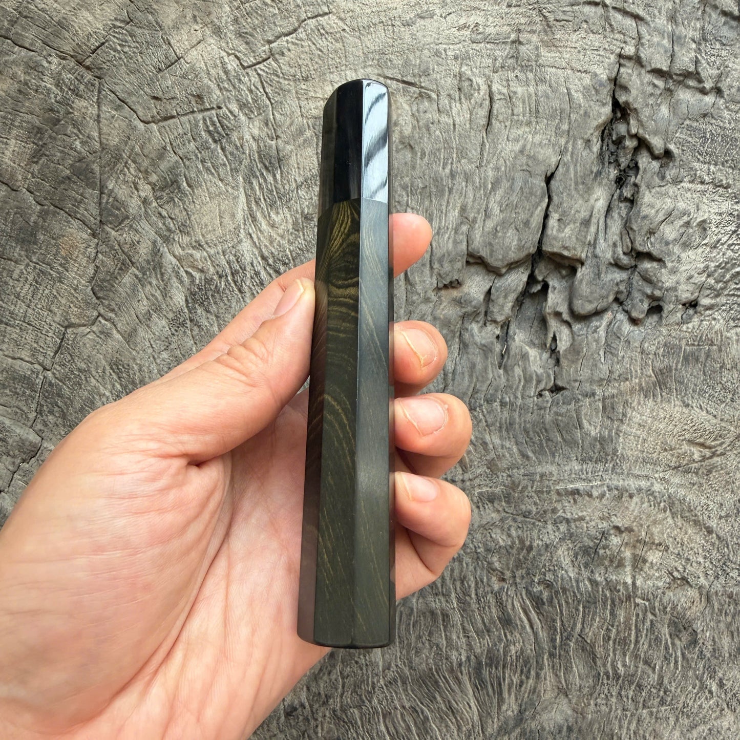 I - 2 Ebony Grained Wa handle, Marble horn, Slim Shape -  140 mm