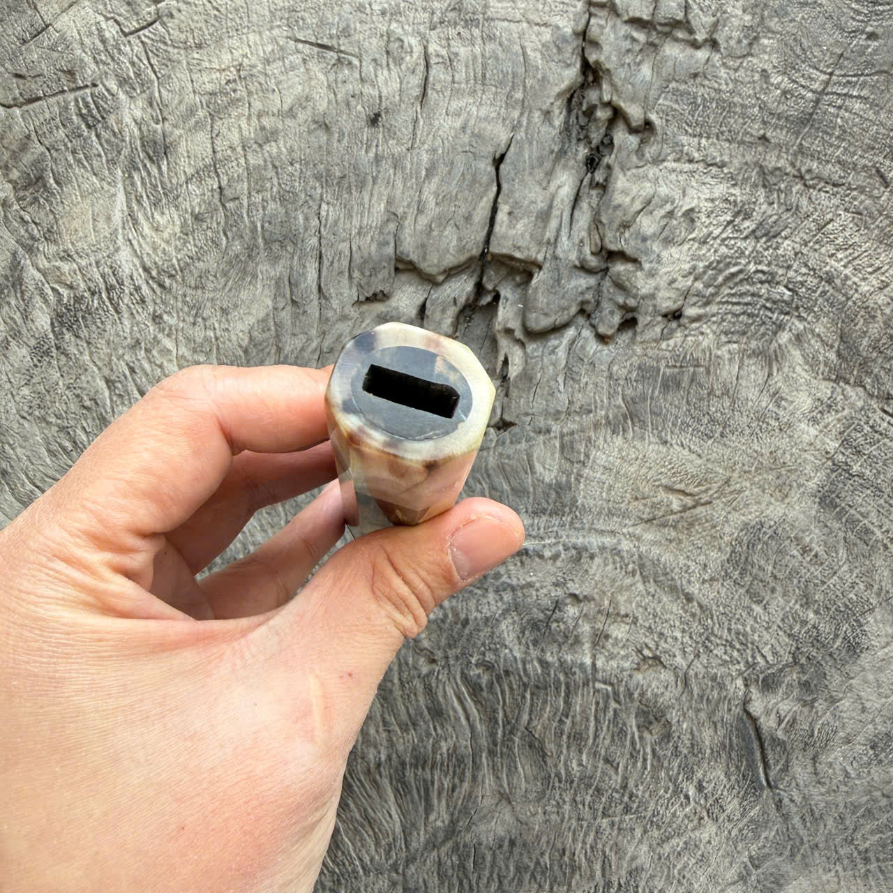 I - 3 Black White Ebony Wa handle, Ivory Marble Horn Ferrule & End cap - 140 mm