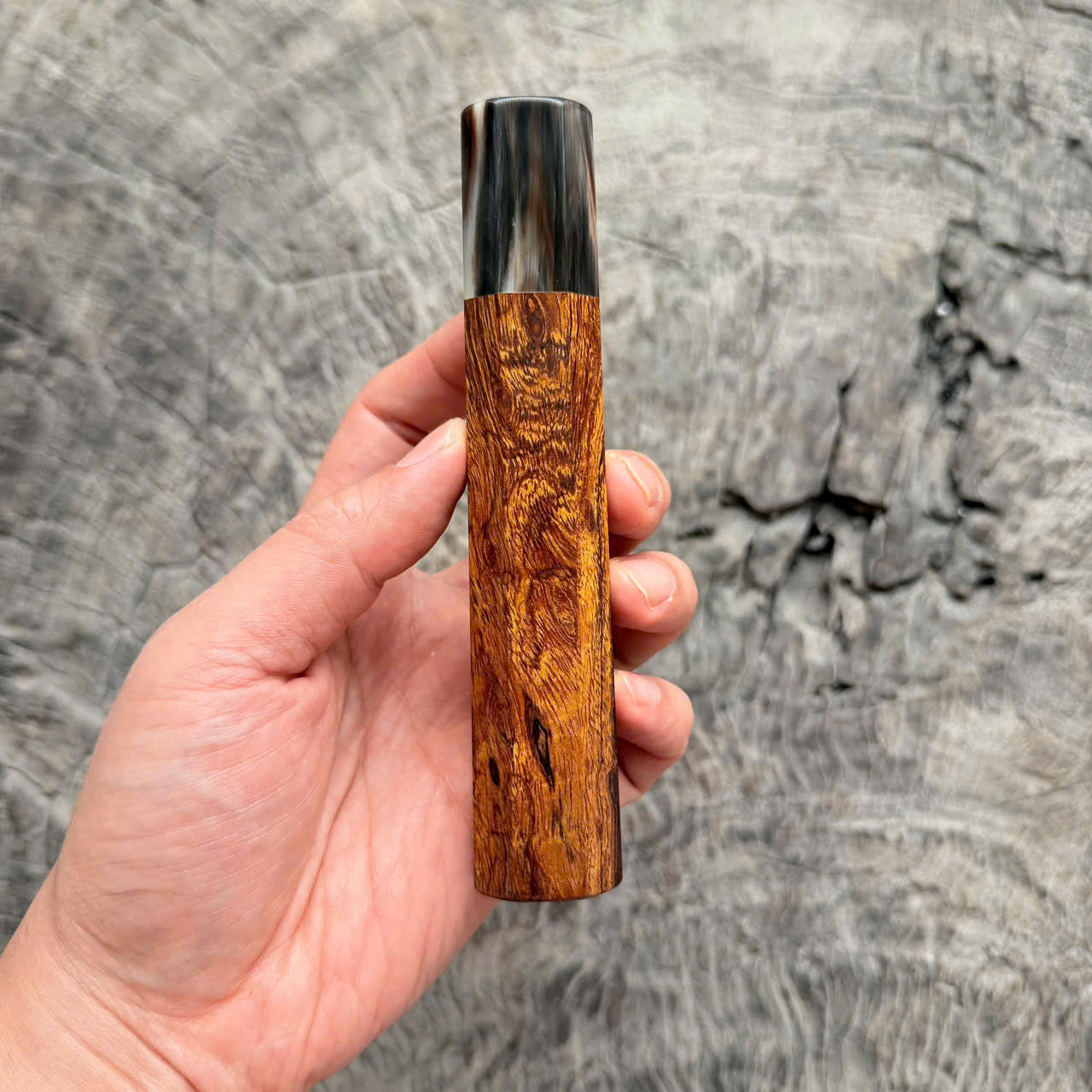 I - 6 Desert Ironwood Wa handle , Dark Marble horn Ferrule , 140mm handle