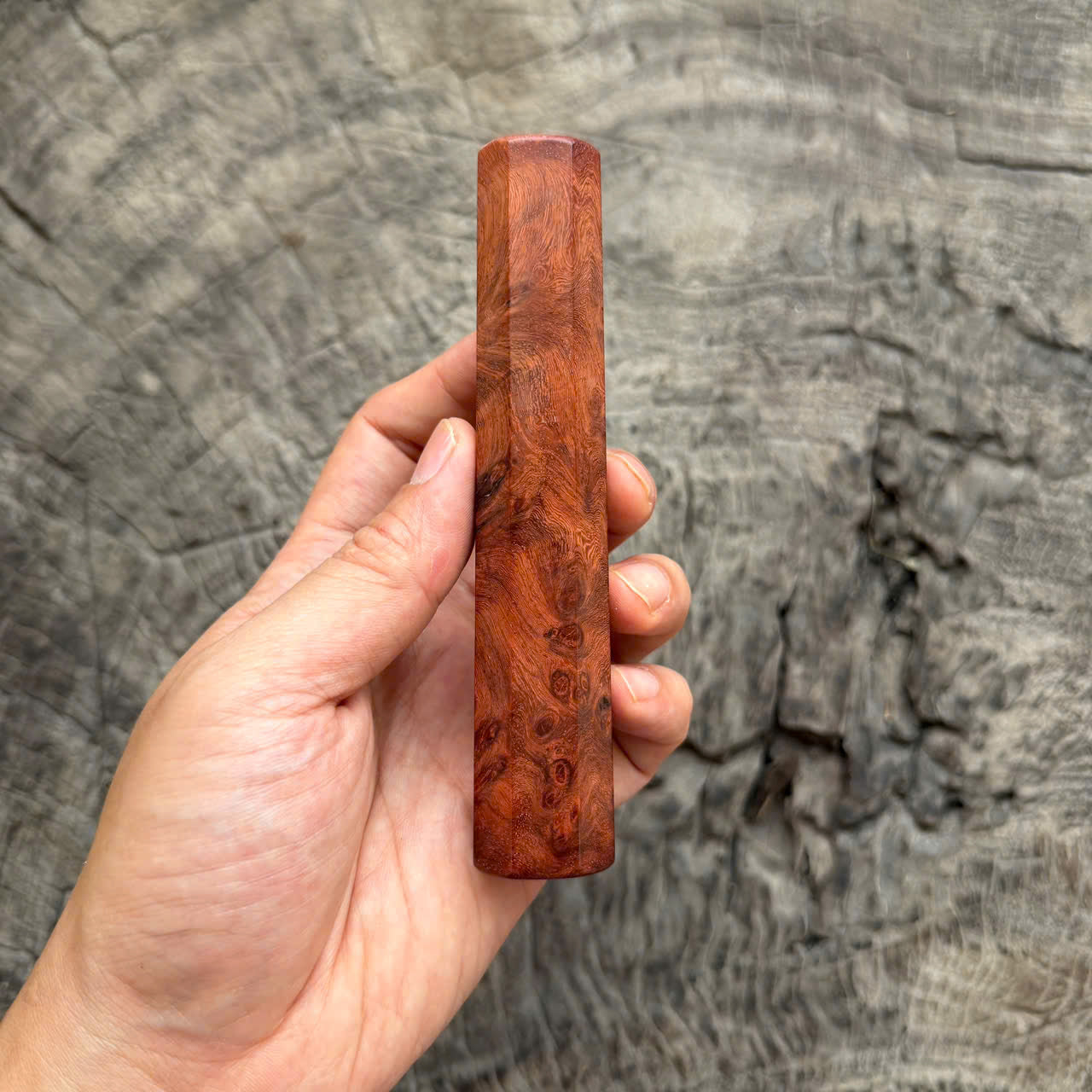 I - 5 Red Amboyna Burl Wa handle, Mono- 130mm