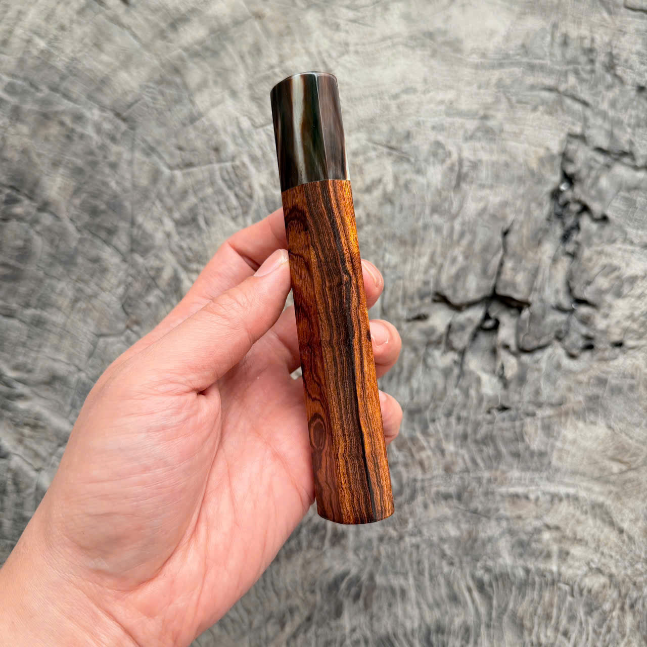 I - 6 Desert Ironwood Wa handle , Dark Marble horn Ferrule , 140mm handle