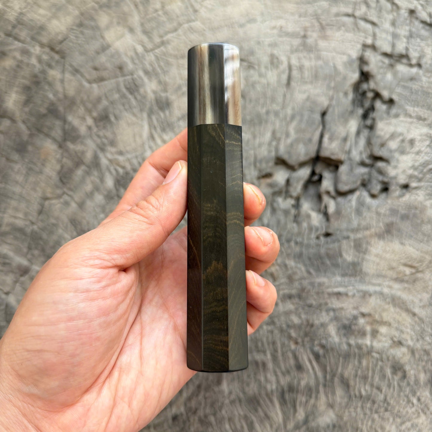 I - 2 Ebony Grained Wa handle, Marble horn, Slim Shape -  140 mm