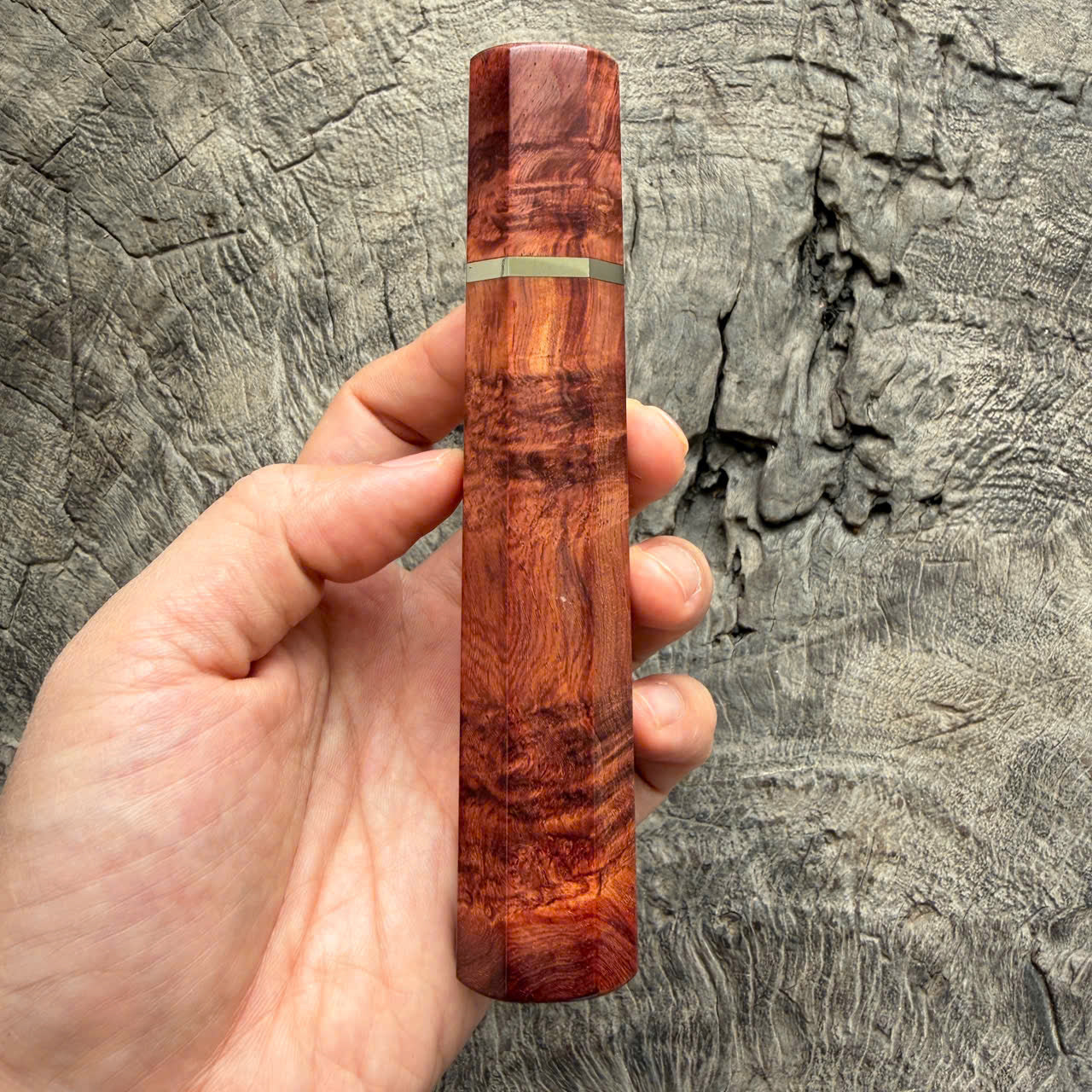 I - 2 Burl Rosewood Wa handle,  Nickel Spacer - 145 mm