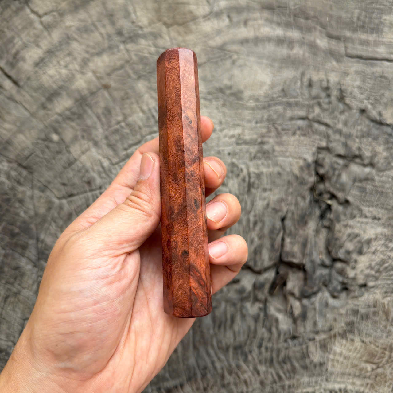 I - 5 Red Amboyna Burl Wa handle, Mono- 130mm