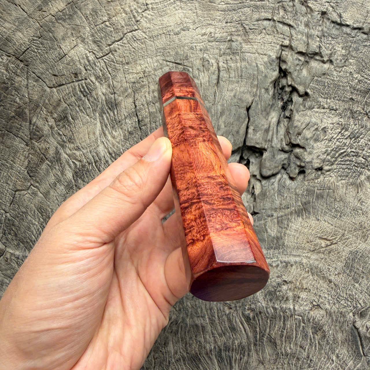 I - 2 Burl Rosewood Wa handle,  Nickel Spacer - 145 mm