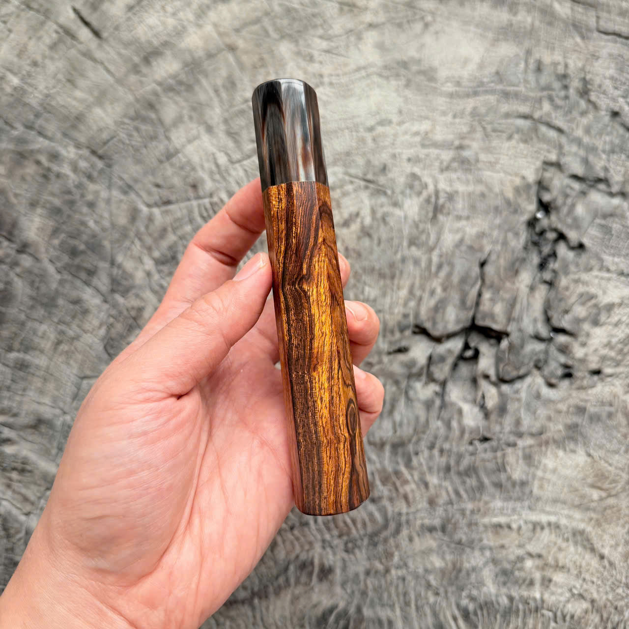 I - 6 Desert Ironwood Wa handle , Dark Marble horn Ferrule , 140mm handle