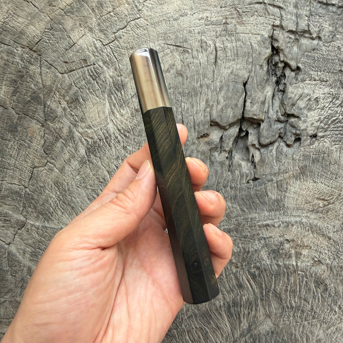 I - 2 Ebony Grained Wa handle, Marble horn, Slim Shape -  140 mm