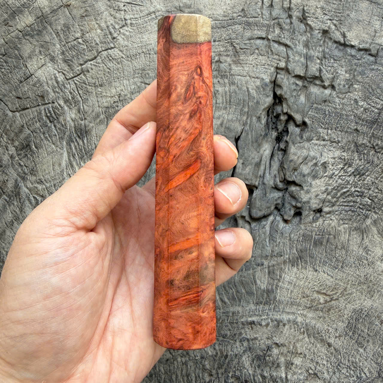 I - 5 Cool Red Amboyna Burl Wa Handle, Mono - 140mm