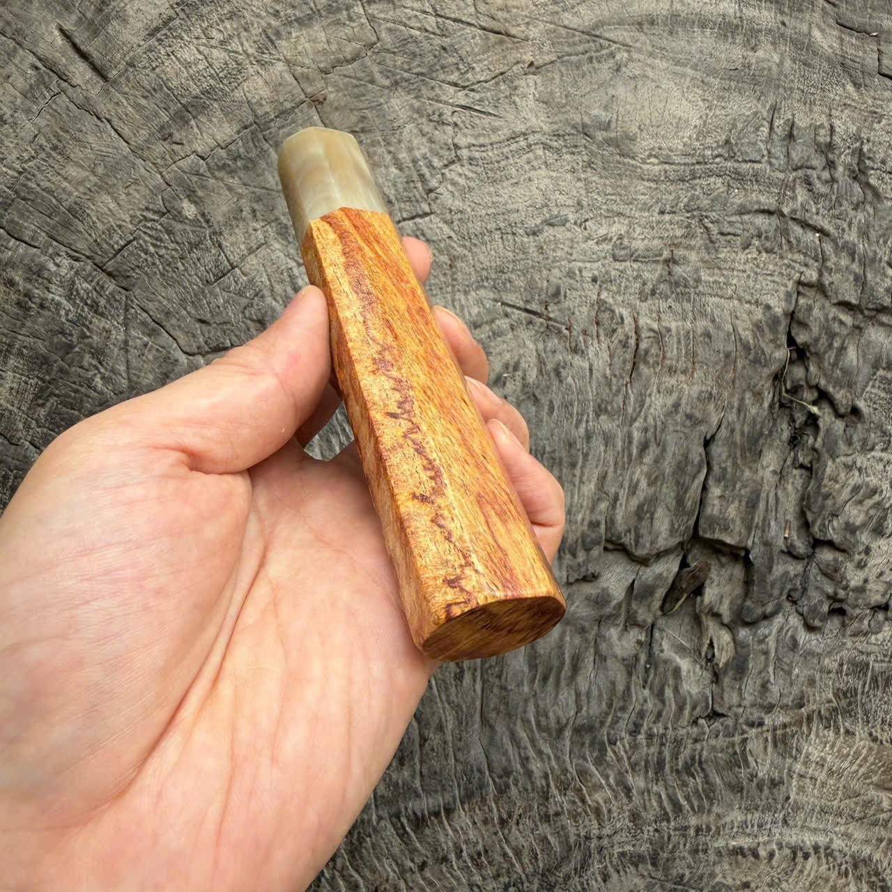 I - Rare Huanghuali wood  Wa handle, Ivory horn ferrule, , 140mm handle