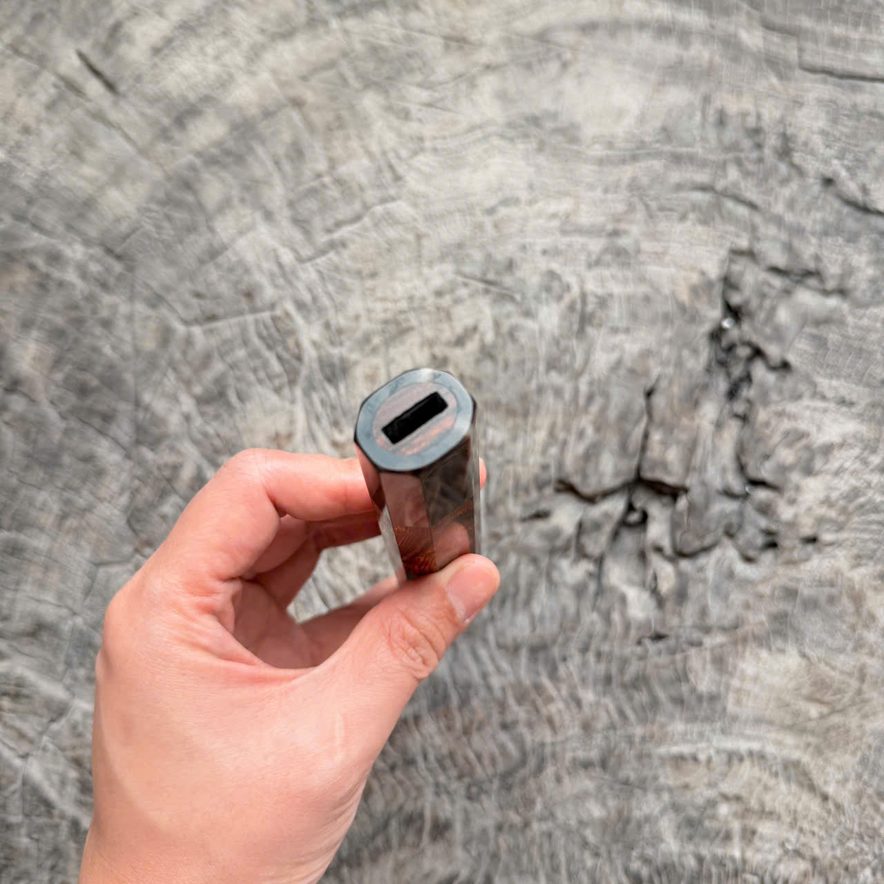 I - 6 Desert Ironwood Wa handle , Dark Marble horn Ferrule , 140mm handle