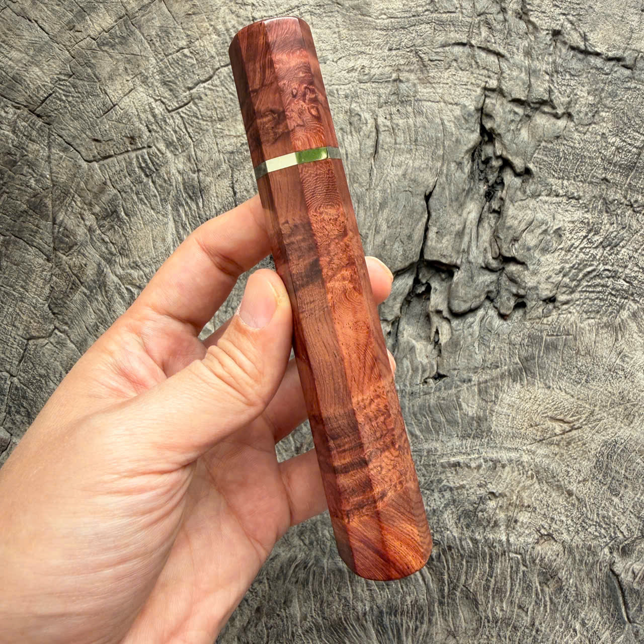 I - 2 Burl Rosewood Wa handle,  Nickel Spacer - 145 mm