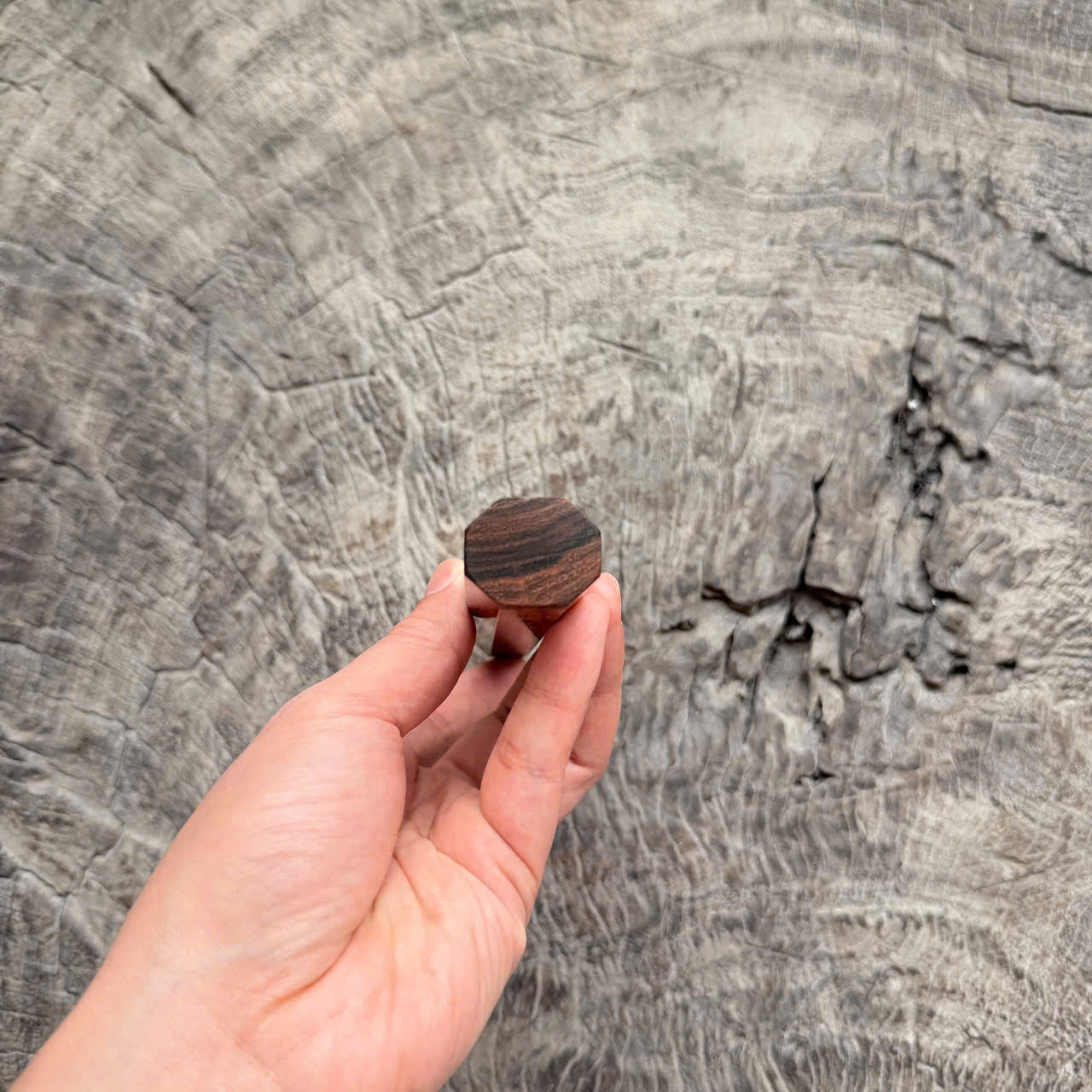 I - 6 Desert Ironwood Wa handle , Dark Marble horn Ferrule , 140mm handle
