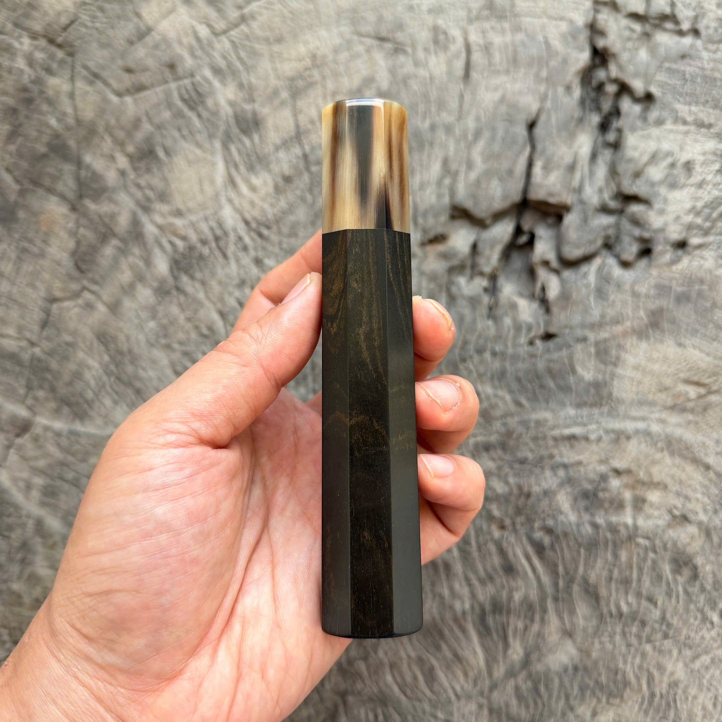 I - 3 Ebony Wa handle, Marble horn, Slim Shape -  140 mm