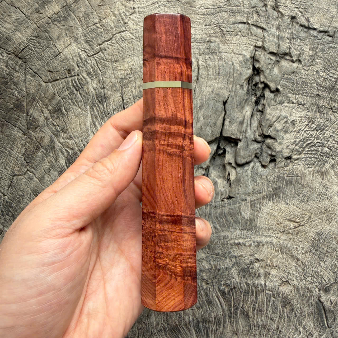 I - 2 Burl Rosewood Wa handle,  Nickel Spacer - 145 mm