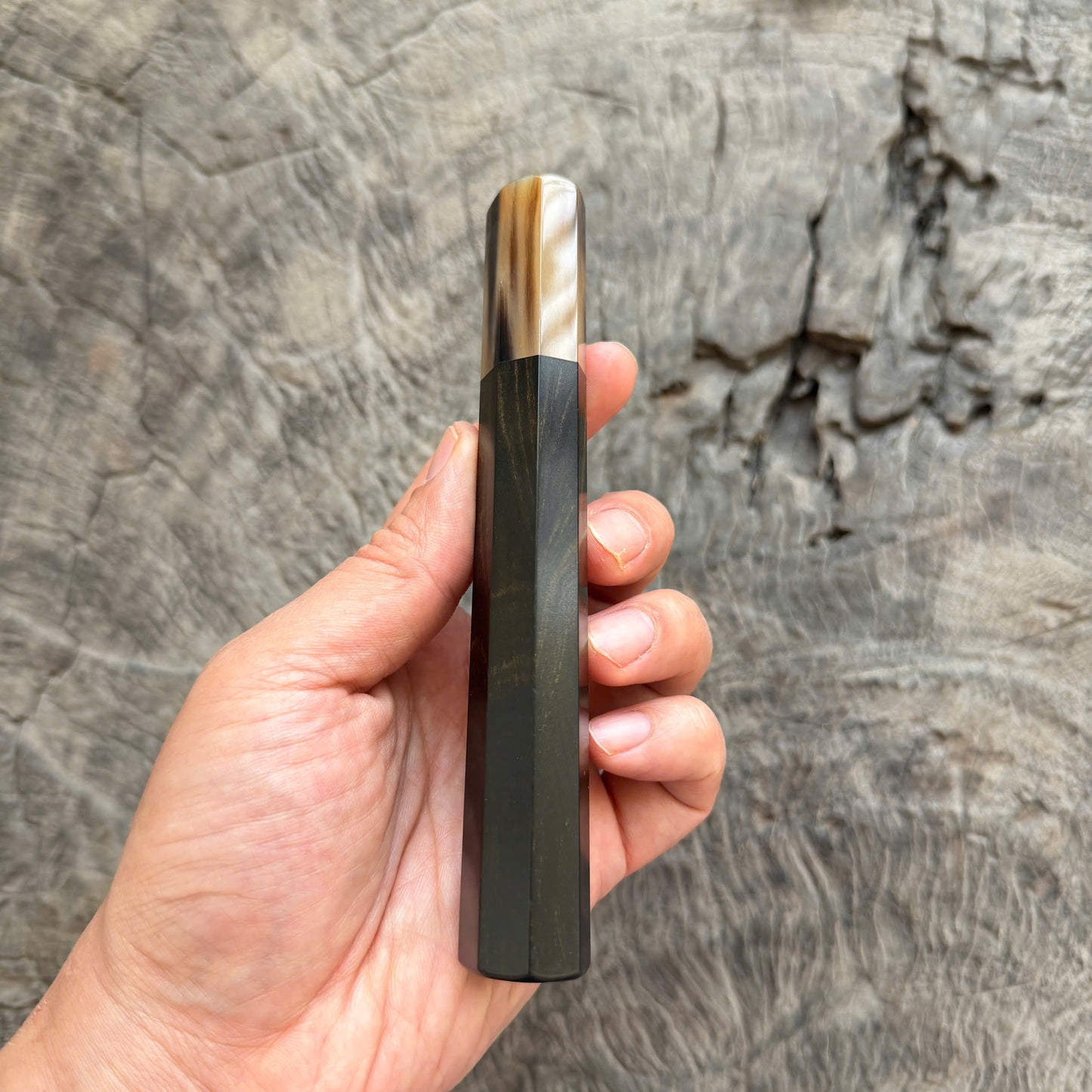 I - 3 Ebony Wa handle, Marble horn, Slim Shape -  140 mm