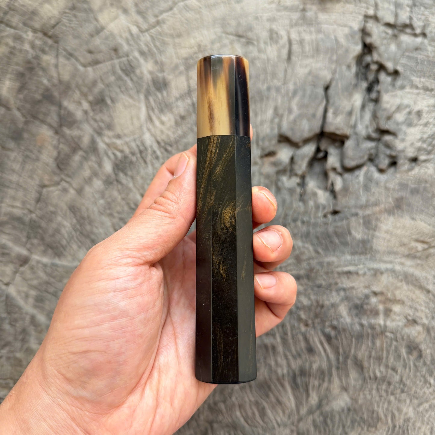 I - 3 Ebony Wa handle, Marble horn, Slim Shape -  140 mm